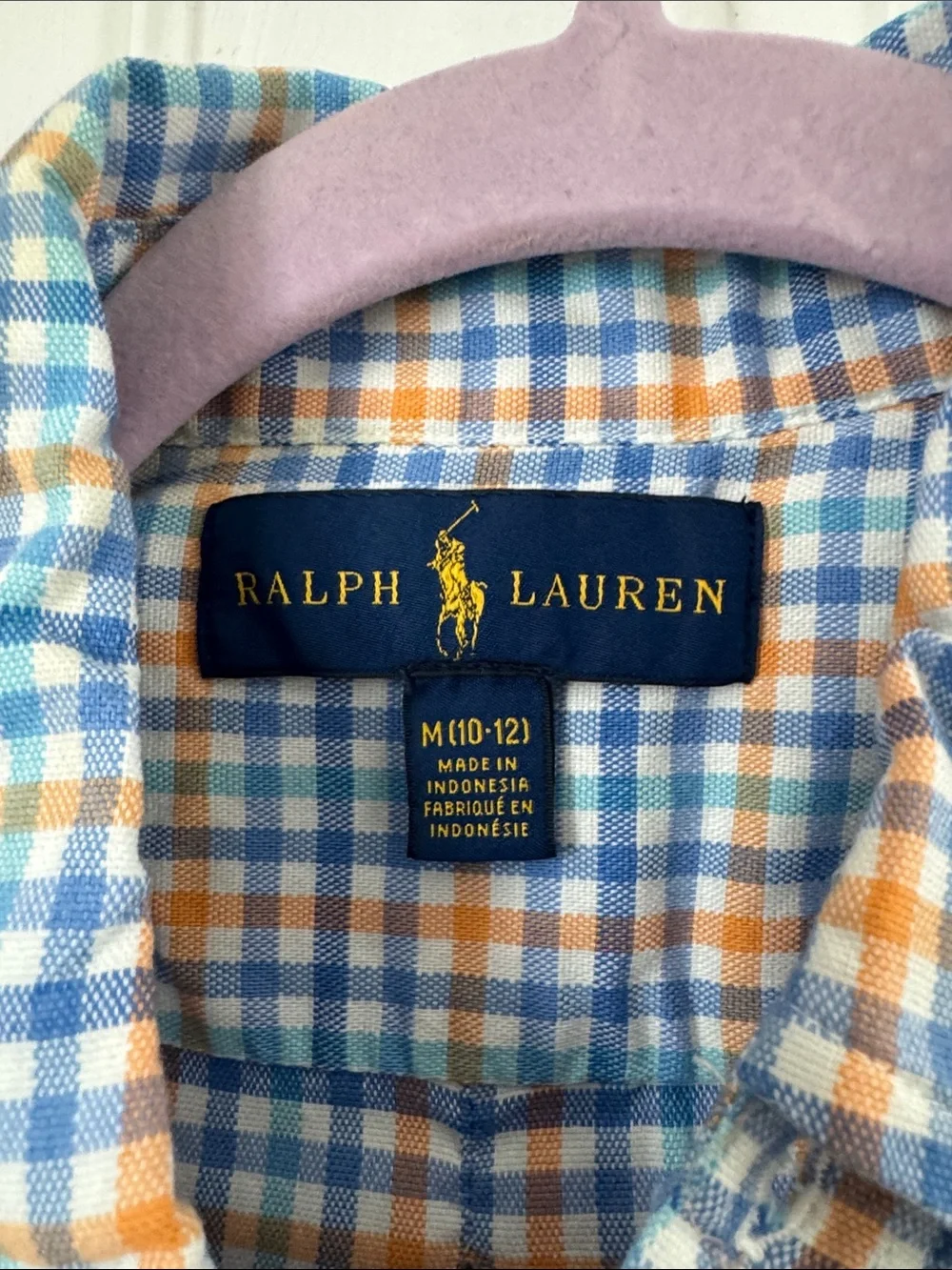 Ralph Lauren Men's Blue & Orange Plaid Button-Down Shirt